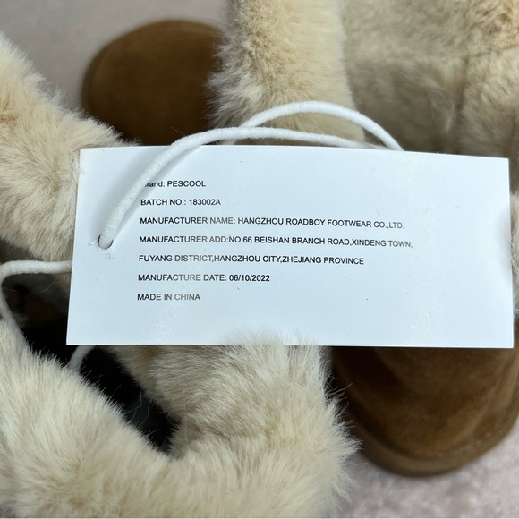 Pescool Faux Suede/Fur Boots Ankle Buckle Booties-Brown-Youth 3-Winter-Cozy-Warm - Picture 5 of 10